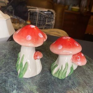 Red and White Mushroom Salt and Pepper Shakers
